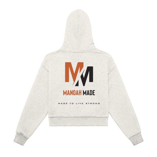 Fleeced Zip-Up Cropped Hoodie